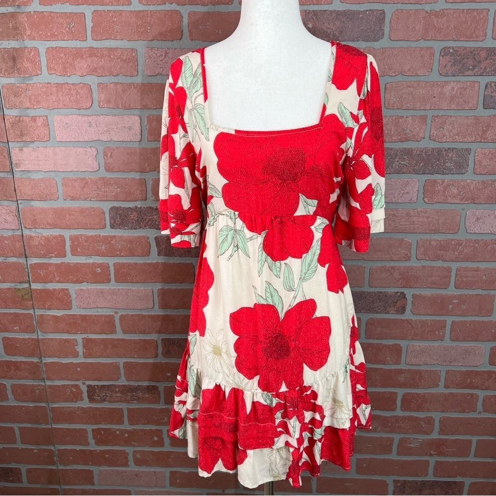 Red Floral Babydoll Dress | BOG Collective | XS - Picture 3 of 14